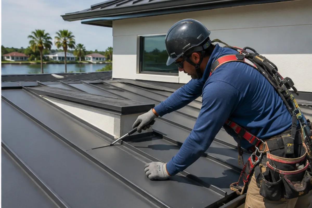 Metal Roofing in Houston for Seam, Fastener, Panel, and Flashing Work